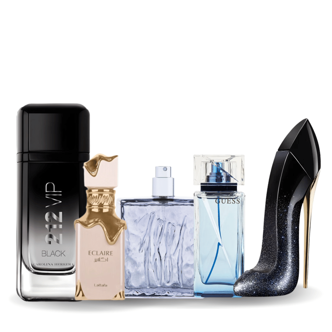 a036a459-fc70-43fe-b791-9d542b869eaa.png Carolina Herrera 212 VIP Black For Men Eau de Parfum 100ml Tester + Carolina Herrera Good Girl Eau de Parfum Supreme for Women 80ml Tester + LATTAFA ECLAIRE (W) EDP 100ML + Cerruti 1881 Black - Image 1